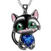 Temu Venta Caliente Transfronteriza Gato de Dibujos Animados Abrazando Corazón Colgante Personalizado Nicho Moda Collar Incrustado de Diamantes Joyería al por Mayor