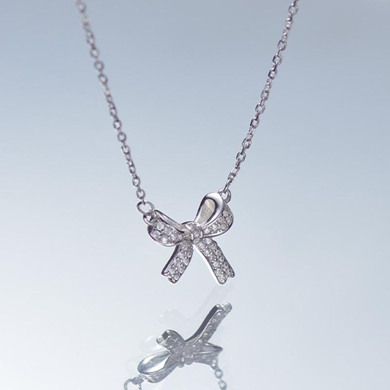 蝴蝶结项链女轻奢小众设计感锁骨链2023年新款网红ins潮颈