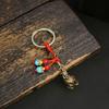 Llavero con colgante de coche Xiangyun Hulu de cobre y latón para hombre y mujer, con forma de moneda de la fortuna, estilo vintage de los cinco emperadores.