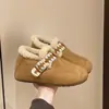 Zapatos tipo Birkenstock para mujer 2026 nuevos de otoño e invierno, sin cordones, suela blanda, con 5 cm de aumento de altura interior, color marrón retro, forro de felpa y algodón engrosado