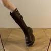 Botas altas de tacón grueso y suela gruesa estilo retro británico Maillard para mujer, novedad otoño e invierno 2026, botas de montar adelgazantes de caña alta