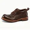 Zapatos de Cuero Goodyear para Hombre, Zapatos Derby Casual de Negocios, Suela Moderna de Cuero Genuino, Zapatos Hechos a Mano para Hombre de Piel de Caballo Lavada Vintage