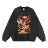 Diseño icónico, efecto estampado, lavado y desgastado, sudadera con capucha extragrande y hombros caídos, sudadera con capucha de moda sin cierre, sudadera de cuello redondo