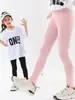 Leggings para Niña Verano Finos de Modal Pantalones Blancos Infantiles Pantalones de Seda Helada para Niños Grandes Vestido Negro de Verano para Bebé