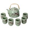 Juego de Té Kung Fu de Cerámica para el Hogar Sencillo Moderno Tetera de Flores Filtro Juego de Té para Té Negro Taza de Té 6 Piezas Grandes