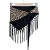 Lenço Triangular com Franjas, Estampa de Leopardo, Seda Brilhante, Multifuncional de Verão, Nicho, Cinto Decorativo de Alta Qualidade, Acessório para Camadas
