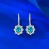 Mu Jing Cultiva Nuevos Pendientes Paraiba de Plata S925 5*6mm Ovalados con Forma de Flor Incrustados con Encanto Elegante