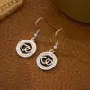 Aretes Pendientes Redondos Nuevos Transfronterizos de Acero de Titanio Estilo Callejero Europeo y Americano Acero Inoxidable para Hombre y Mujer Joyería de Diamantes Árbol de la Vida
