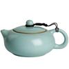 Bule Xishi Plano com Esmalte Rachado de Forno Ru para Uso Doméstico, Peça Única de Cerâmica, Bule de Chá Kung Fu Celadon, Conjunto de Chá de Bule Único
