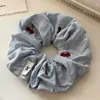 Elástico de Cabelo de Tecido Estilo Francês, Scrunchie Vermelho, Laço Azul, Acessório de Cabelo Azul, Elástico de Cabelo Listrado Fino, Cereja