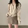 Cardigan de Tricô Longo Versátil Casual Solto com Design de Botão Oculto Gola V Temperamento Retro Chic Coreano Outono/Inverno