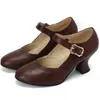 Zapatos Mary Jane vintage de talla grande con tacón alto, repujados, poco profundos, para mujer, para comercio exterior
