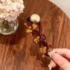 Pinza de Plátano con Perlas y Flores, Pinza Retro Francesa Suave para Twist, Elegante Pinza para Medio Peinado, Resistente, en Stock para Venta al por Mayor