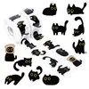 1 Rollo/500 Hojas de Pegatinas en Rollo de Gato Negro Dibujos Animados Lindas Material Decorativo Cinta Pegatinas Imprescindibles para Estudiantes Pegatinas Selladoras