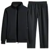 Moda Masculina Primavera Casual Conjunto Esportivo Duas Peças Cardigã Gola Alta Top Calça Jogger de Perna Reta Quente e Confortável