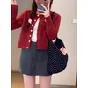 Cárdigan de Punto Azul de Manga Larga de un Solo Botón para Mujer Otoño Invierno 2026 Nuevo Cuello Redondo Estilo Relajado Suéter Abrigo Suave y Esponjoso