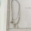 Collar con Colgante de Oso de Acero de Titanio en Toda la Superficie Estilo Punk Casual Mismo Estilo para Hombres y Mujeres Divertido de Dibujos Animados Cadena para Clavícula Cadena para Suéter Moderno