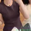 Top de punto fino de manga corta con cuello redondo de seda helada para mujer, nuevo estilo primavera y otoño, elegante chaleco top ajustado para llevar debajo