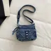 Estilo Coreano Otoño Retro Personalidad Estrella Mezclilla Bolso Cuadrado Pequeño 2026 Nuevo Multibolsillo Moda Bolso Cruzado Tendencia