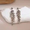 Pendientes de Borla con Espiga de Trigo Estilo Metal Transfronterizos Europeos y Americanos, Pendientes de Nicho de Alta Gama, Accesorios de Oreja Retro Versátiles Exagerados Venta al por Mayor
