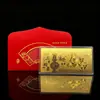 2027 Año de la Oveja Envoltorio Rojo de Billete de Oro de Cien Dólares con Lámina de Oro, Tres Ovejas Traen Fortuna, Bendición de la Oveja Dorada, Billete Conmemorativo de Barra de Oro con Lámina de Oro, Sobre de Dinero de la Suerte