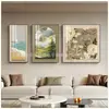 Fondo de Pared de Sofá de Sala de Estar Pintura Decorativa de Tres Piezas Estilo Moderno Simple Crema Mural Abstracto Fresco Simple Elegante Pintura de Pared