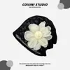Nuevo Gorro de Punto Calado Floral Tridimensional Estilo Coreano para Mujer, Delgado para Primavera y Verano, Sombrero Versátil de Moda que Hace que la Cara Parezca Más Pequeña, Gorro Turbante de Moda