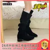 Botas de caballero con tacón grueso, botas de cowboy western, botines para mujer, nuevo estilo otoño 2026 botas de plataforma, botas altas para mujer