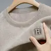 Prenda de Punto de Terciopelo de una Pieza Elegante Cuello Redondo para Hombre Cálida de Terciopelo Engrosada Suéter de Chenilla Camiseta Básica