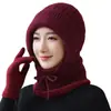 Chapéu de Tricô Quente para Ciclismo de Inverno, Elegante e Estiloso, Estilo Coreano, para Viagens ao Ar Livre, Proteção para Orelhas, Proteção Facial, Cachecol Integrado, Chapéu, Atacado