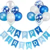 Paquete de globos con lentejuelas de metal para decoración de fiestas con diseño de banderas coloridas e impresión de globos de feliz cumpleaños