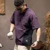 Camiseta de verano fina de seda helada para hombre, corte holgado, manga corta, estilo montaña americano, para ir al trabajo al aire libre en la ciudad, camiseta con cordón de secado rápido, moderna