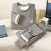 Ropa Interior Cálida para Niños Ropa y Pantalones de Otoño sin Costuras de Lana y Seda para Niños Invierno Cómoda Ropa de Bebé Conjunto para Estar en Casa