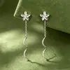Pendientes de Flor de Ciruelo de Plata Pura S999 para Mujer, Estilo Nicho, Pendientes Florales Versátiles, Lujo Ligero, Estilo Simple, Pendientes de Moda de Plata Pura