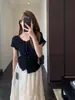 Elegancia Suave Estilo Francés, Cárdigan de Gasa Burbuja con Textura Cuello en V Estilo Coreano, Top Ajustado de Manga Corta para Mujer, Nuevo Modelo de Verano
