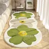 Alfombra de Piso Estilo Ins con Forma de Flor de Cachemira Sintética, Resistente a Manchas y Fácil de Cuidar, Alfombra para Mesita de Noche de Dormitorio, Alfombra de Piso para Sala de Estar Resistente al Desgaste y Antideslizante