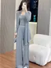 Conjunto de Roupa de Primavera 2026 Moda Feminina Cardigan Rejuvenescedor, Top Tubinho, Calça Wide Leg Conjunto de Três Peças, Terno Casual Estilo Preguiçoso