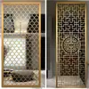 Divisória de Tela Oca Personalizada em Aço Inoxidável em Novo Estilo Chinês com Design Gravado a Laser para Decoração de Interiores de Paredes de Fundo de Hotel e Clube