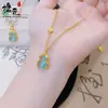 Colar de Zircônia Azul Marinho Tendência em Forma de Cabaça para Mulheres, Novo Estilo Chinês Popular, Joia Elegante e Sofisticada para a Clavícula
