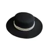 Chapéu de Coco Elegante Estilo Francês Feminino Lã Aba Branca Pérola Chapéu Alto Feminino Outono e Inverno Versátil Popular na Internet Chapéu de Rua Tendência