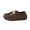 Zapatos de Mula para Mujer de Gamuza Marrón con Cordones y Cuentas, Estilo Nuevo de Primavera, Cómodos, Versátiles, de Moda, Casuales, para el Uso Diario y el Trabajo