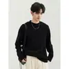 Camiseta de algodão puro de manga longa, estilo americano, peso pesado, para homens, gola semi-alta, adequada para usar em camadas ou sozinha, top estiloso de gola média