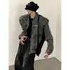 Chaqueta de Mezclilla Original Retro Lavada con Hombreras para Hombre, Diseño de Nicho de Alta Gama, Chaqueta Corta para Primavera y Otoño, Tendencia 2026