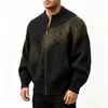 Comercio Exterior Transfronterizo Otoño/Invierno 2026 Estilo Ropa de Lujo Antigua de Punto Jacquard Cárdigan con Cremallera Talla Extra Abrigo Suéter para Hombre
