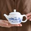 Conjunto de Chá de Jade Gordura de Carneiro Personalizado Novo Elegante Utensílio Doméstico Bule de Porcelana Branca Tigela Coberta Xícara de Chá Kung Fu Elegante