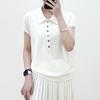 Se Puede Usar en Todas las Estaciones, Suéter de Punto de Cachemira de Manga Corta para Bebé Pequeño para Mujer, Polo de Cachemira Relajado y Versátil para Ropa de Trabajo