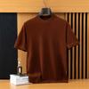 Verano Delgado para Hombre Estambre Lana Pura Manga Corta Negocios Casual Camiseta de Hombre Suéter Tejido de Lana Base