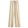 25 Pantalones Nuevos de Otoño e Invierno 100% Lana Pantalones Tejidos de Pierna Ancha para Mujer con Caída Recta de Cintura Alta Casuales hasta el Piso para Ropa Exterior