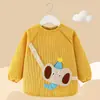 Babeo impermeable de pana de manga larga para otoño e invierno, diseñado para usarse al revés, para comer y proteger la ropa de las manchas