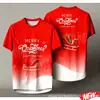 Camiseta unisex casual de manga corta con estampado navideño degradado, impresión 3D, nueva, venta directa del fabricante